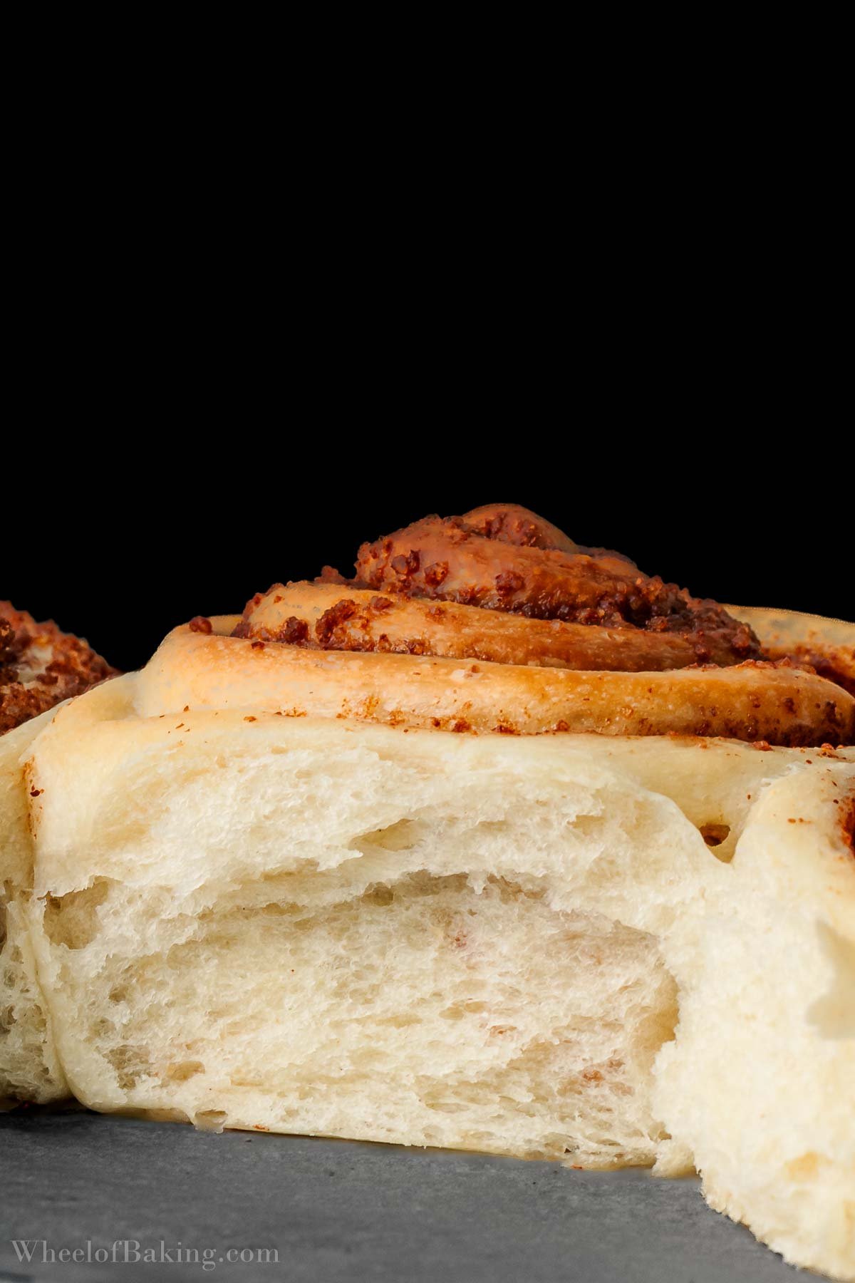 Image showing the light and fluffy texture of the cinnamon roll.