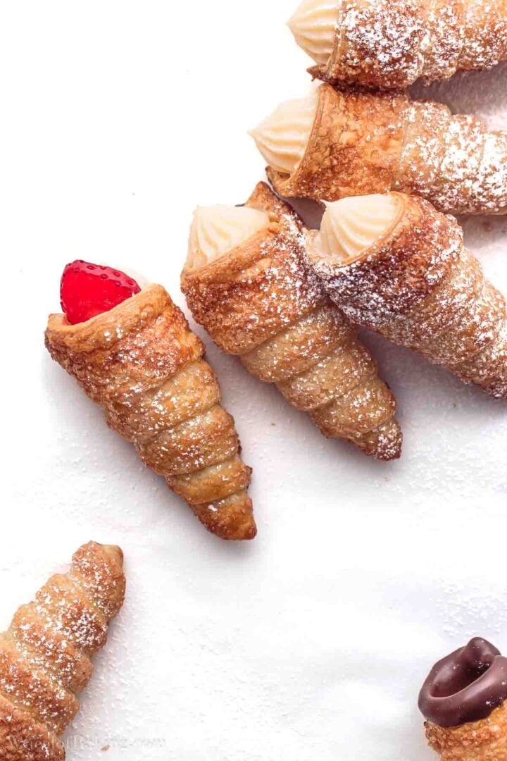 Cannoncini - Cream Filled Puff Pastry Cones - Wheel of Baking